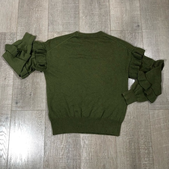 J.Crew Women’s Olive Green Sweater with ruffle sleeves Size S - Picture 5 of 15